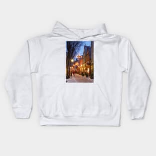 Schnoorviertel in winter with Christmas lights, Bremen, Germany Kids Hoodie